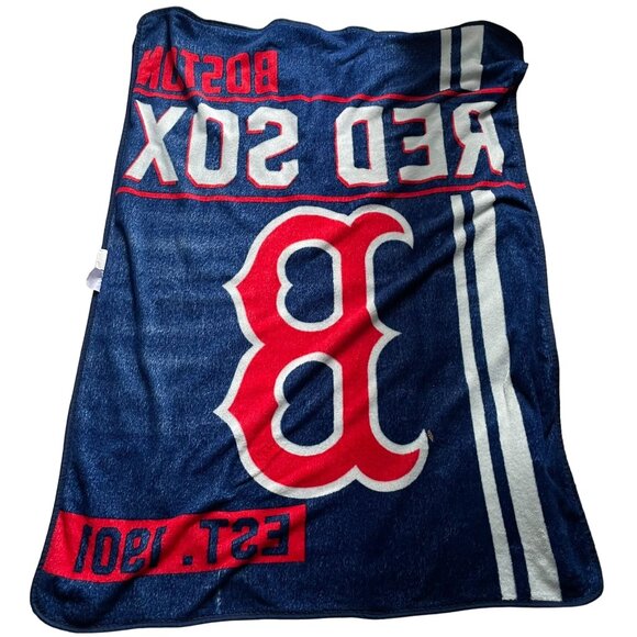 MLB Boston Red Sox Fleece Throw Blanket Red White Blue u - Picture 6 of 9